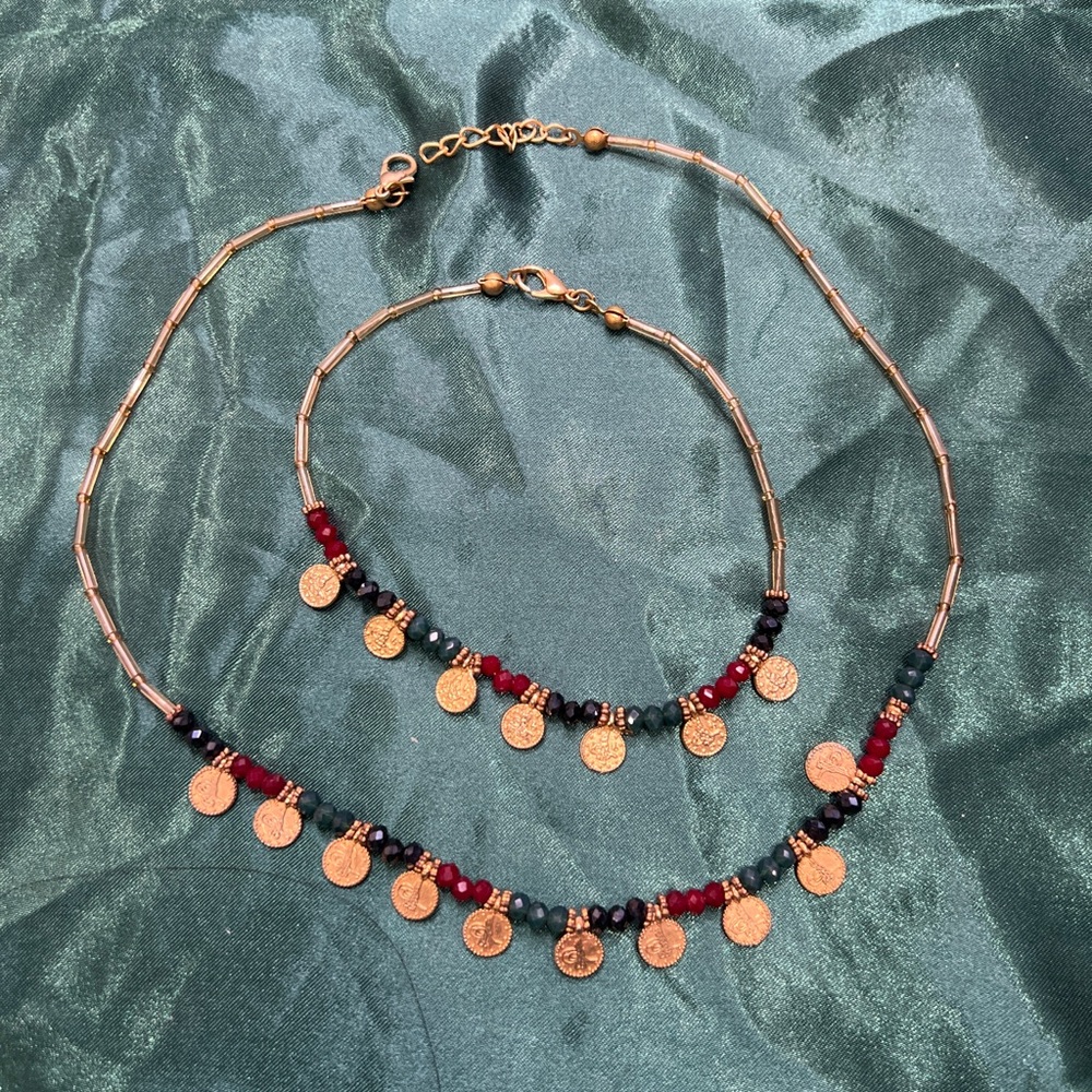 Turkish Necklace & Anklet Beaded Jewelry Set